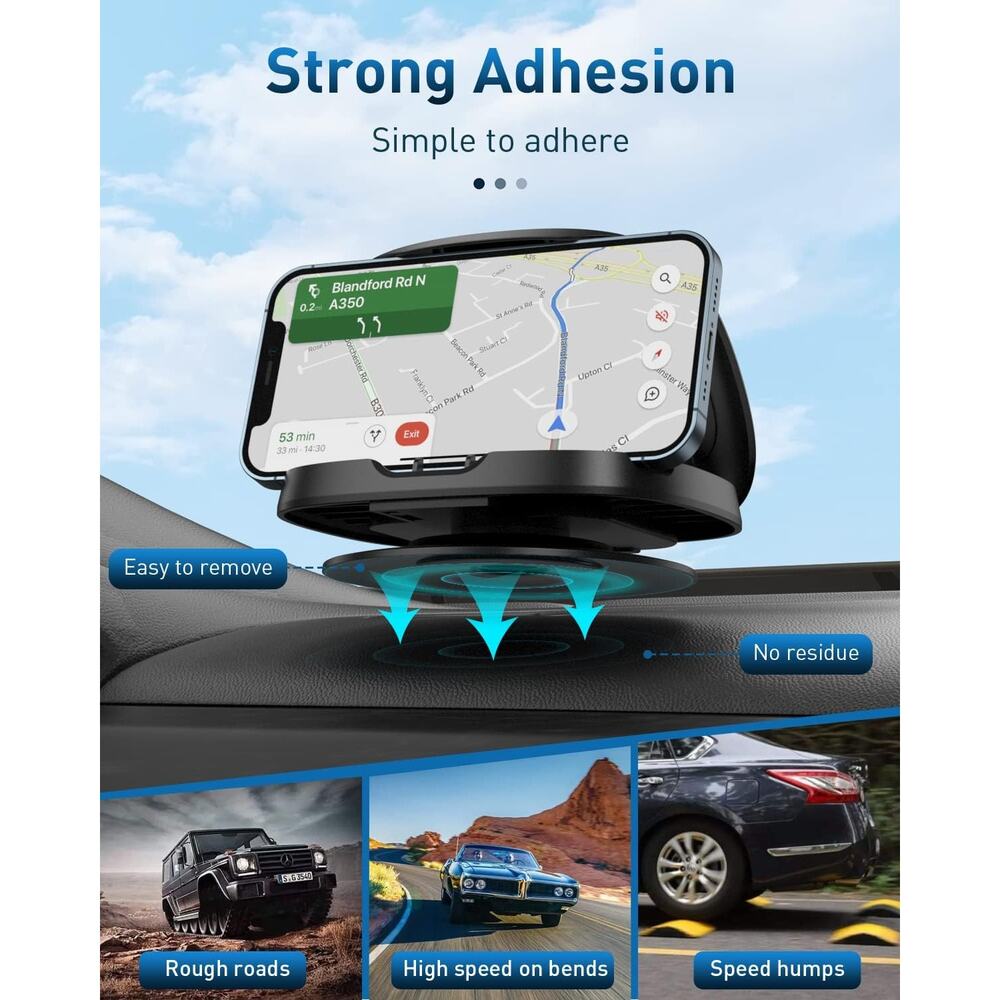 NWT Awelbuy Smartphones Mount Car,360 Rotatable DashboardWashable Reusable,Black